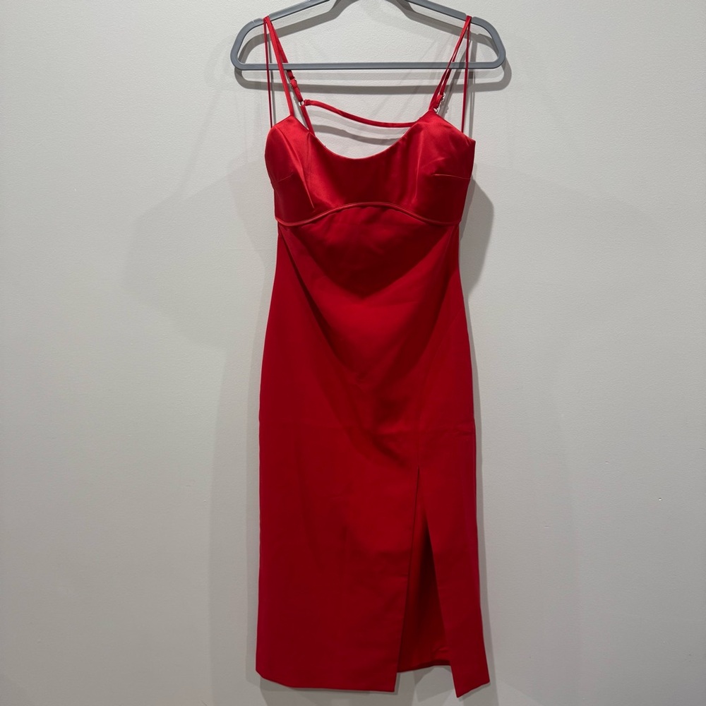 New! Likely Lorna Midi Dress Scarlet Red Size 8 - Picture 2 of 10
